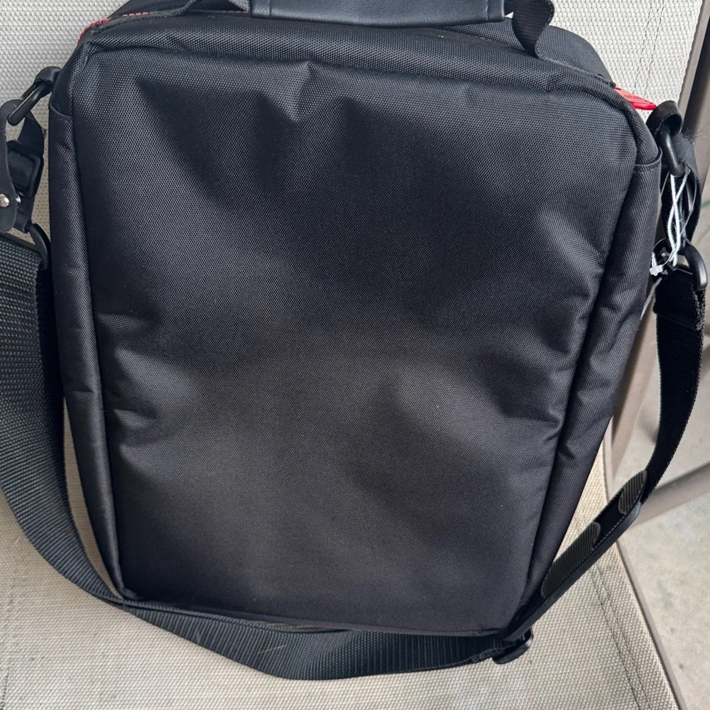 True Religion - Clear Front Laptop Backpack: Black with red accents